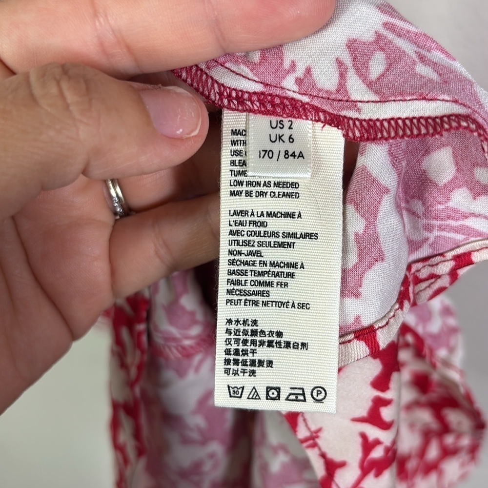 NWT Free People Red Cream Floral Deep Vneck Midi Dress size 2 - Picture 6 of 15